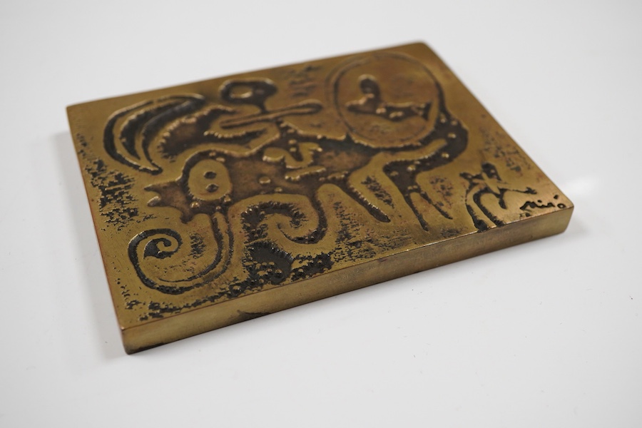 Joan Miro (1893-1983), an abstract bronze plaque, Laurels Number one 1947, signed in the casting, 11cm wide